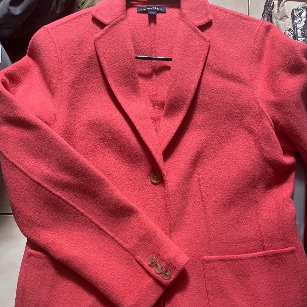 Land's End Boiled Wool Blazer Coral